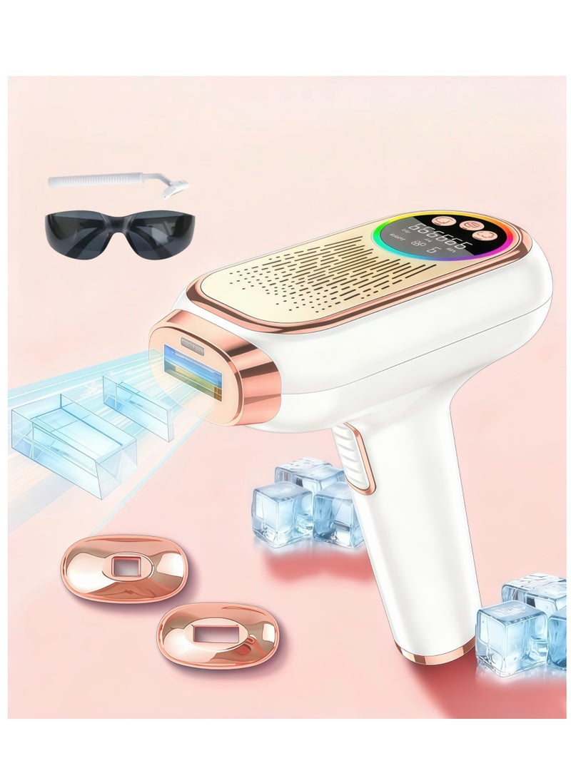 إزالة الشعر بالليزر IPL للنساء والرجال، جهاز إزالة الشعر بالتبريد الجليدي عند 45 درجة فهرنهايت للوجه والجسم، مزيل الشعر المنزلي غير المؤلم مع نتائج طويلة الأمد، هدية لبشرة ناعمة. - Image 1